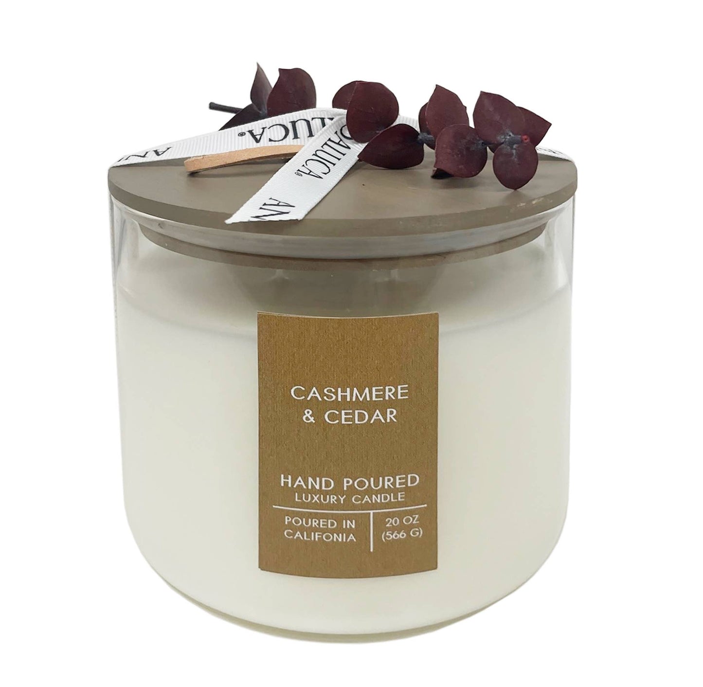 Cashmere & Cedar Botanical Tie 20 oz. Candle with Lid