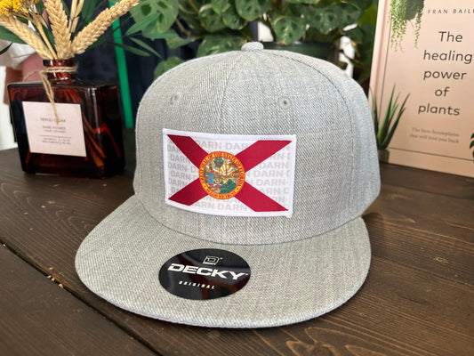 Florida Flag Flat Bill Hat Grey