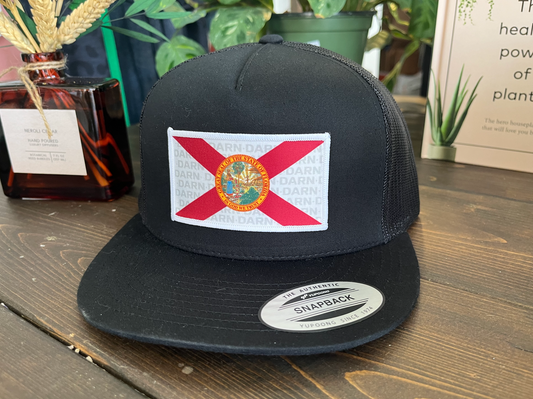 Black Florida Flag Flat Bill Hat